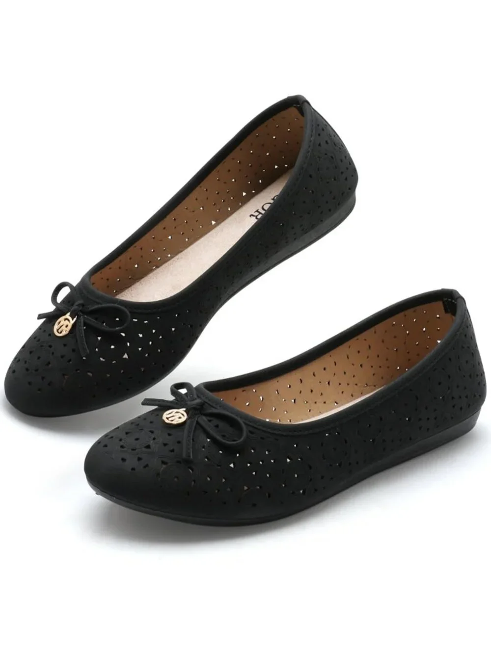 Women's Black Comfortable Slip on Round Toe Casual Ballet Flat Shoes for Walking